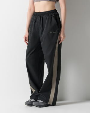CRONOS WOMEN SIDE LINE DRAWSTRING PANTS【BLACK】
