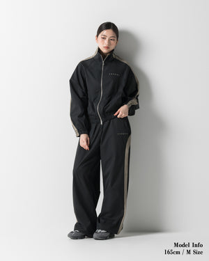 CRONOS WOMEN SIDE LINE DRAWSTRING PANTS【BLACK】