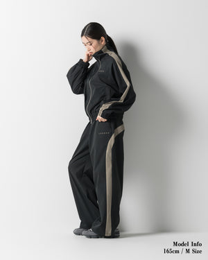 CRONOS WOMEN SIDE LINE DRAWSTRING PANTS【BLACK】