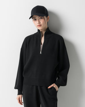 CRONOS WOMEN'S WARM HALF ZIP SWEAT【BLACK】
