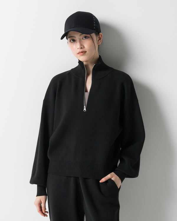 CRONOS WOMEN'S WARM HALF ZIP SWEAT【BLACK】