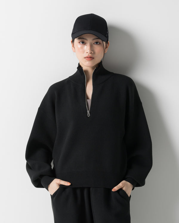 CRONOS WOMEN'S WARM HALF ZIP SWEAT【BLACK】