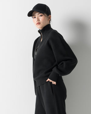 CRONOS WOMEN'S WARM HALF ZIP SWEAT【BLACK】