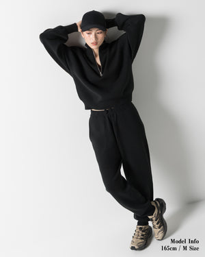 CRONOS WOMEN'S WARM HALF ZIP SWEAT【BLACK】