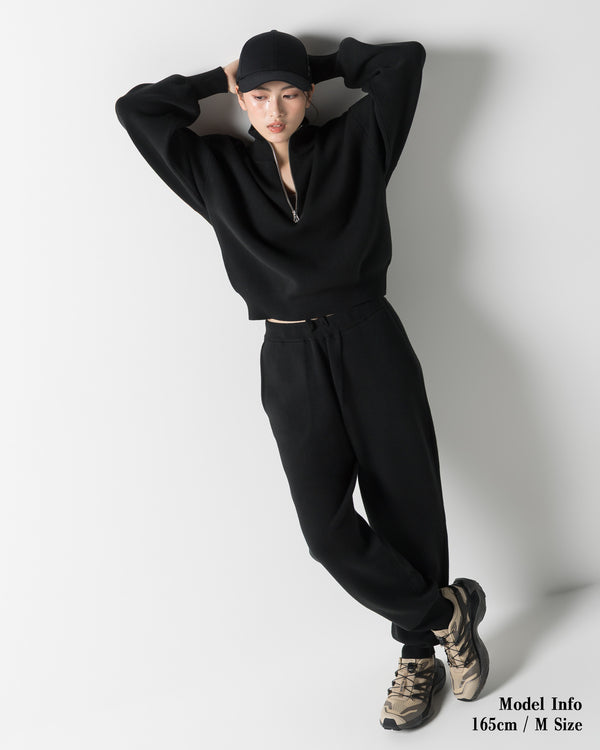 CRONOS WOMEN'S WARM HALF ZIP SWEAT【BLACK】