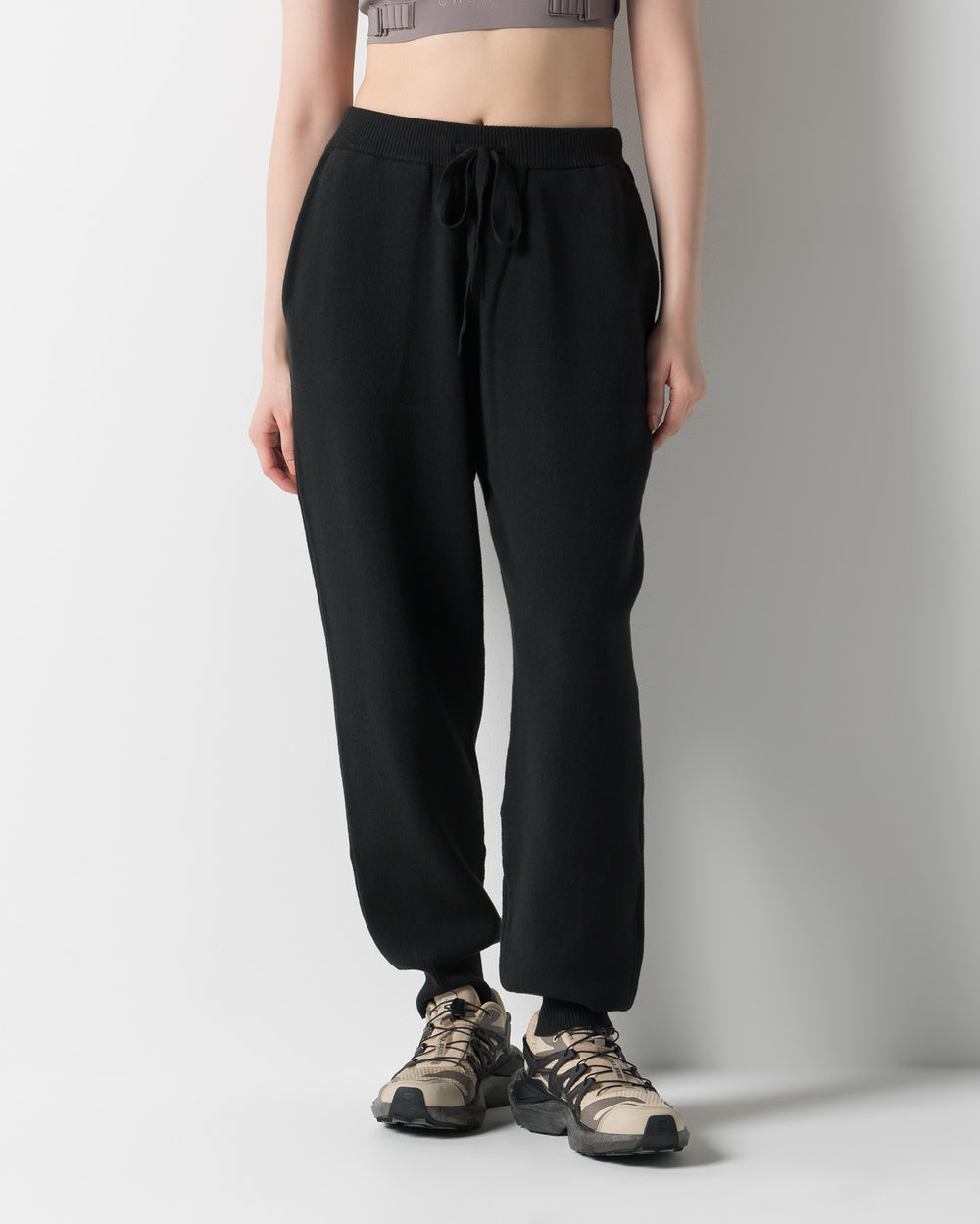 CRONOS WOMEN WARM SWEAT PANTS【BLACK】