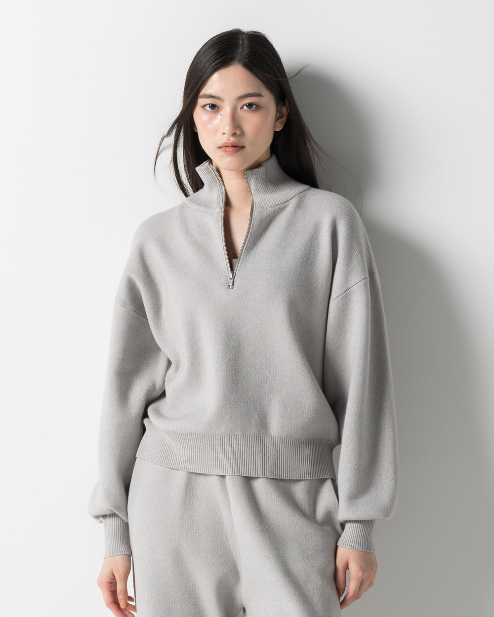 CRONOS WOMEN'S WARM HALF ZIP SWEATSHIRT【GRAY】