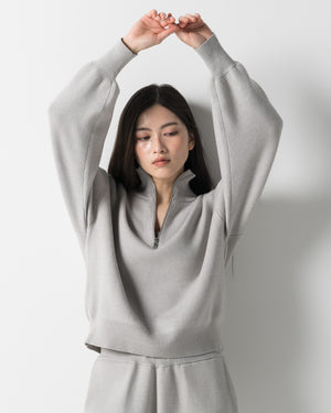 CRONOS WOMEN WARM HALF ZIP SWEAT【GRAY】