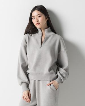 CRONOS WOMEN WARM HALF ZIP SWEAT【GRAY】