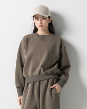 CRONOS WOMEN LIGHTWEIGHT CREW SWEAT【KHAKI】