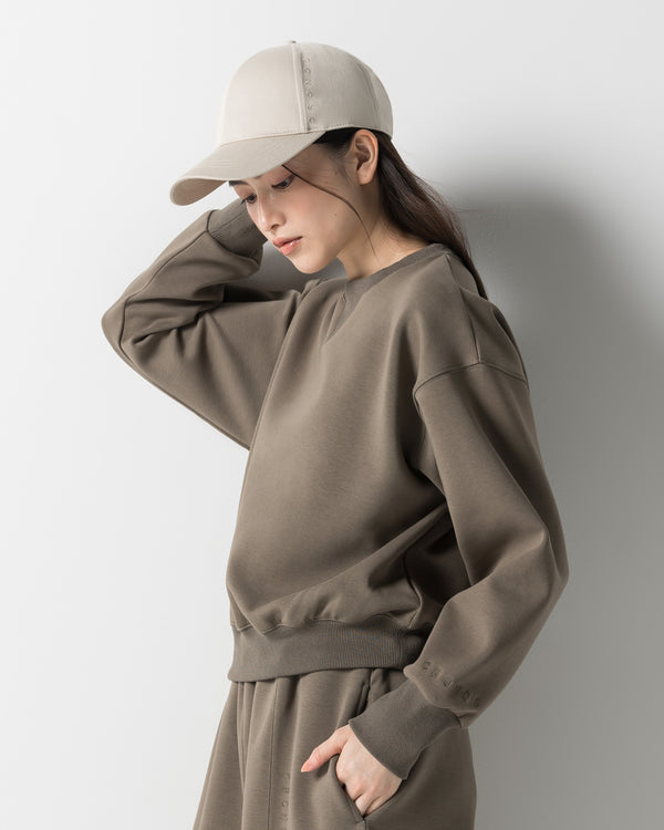 CRONOS WOMEN LIGHTWEIGHT CREW SWEAT【KHAKI】