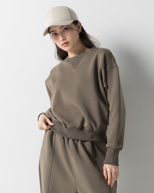 CRONOS WOMEN LIGHTWEIGHT CREW SWEAT【KHAKI】