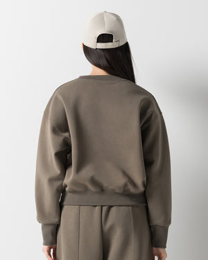 CRONOS WOMEN LIGHTWEIGHT CREW SWEAT【KHAKI】