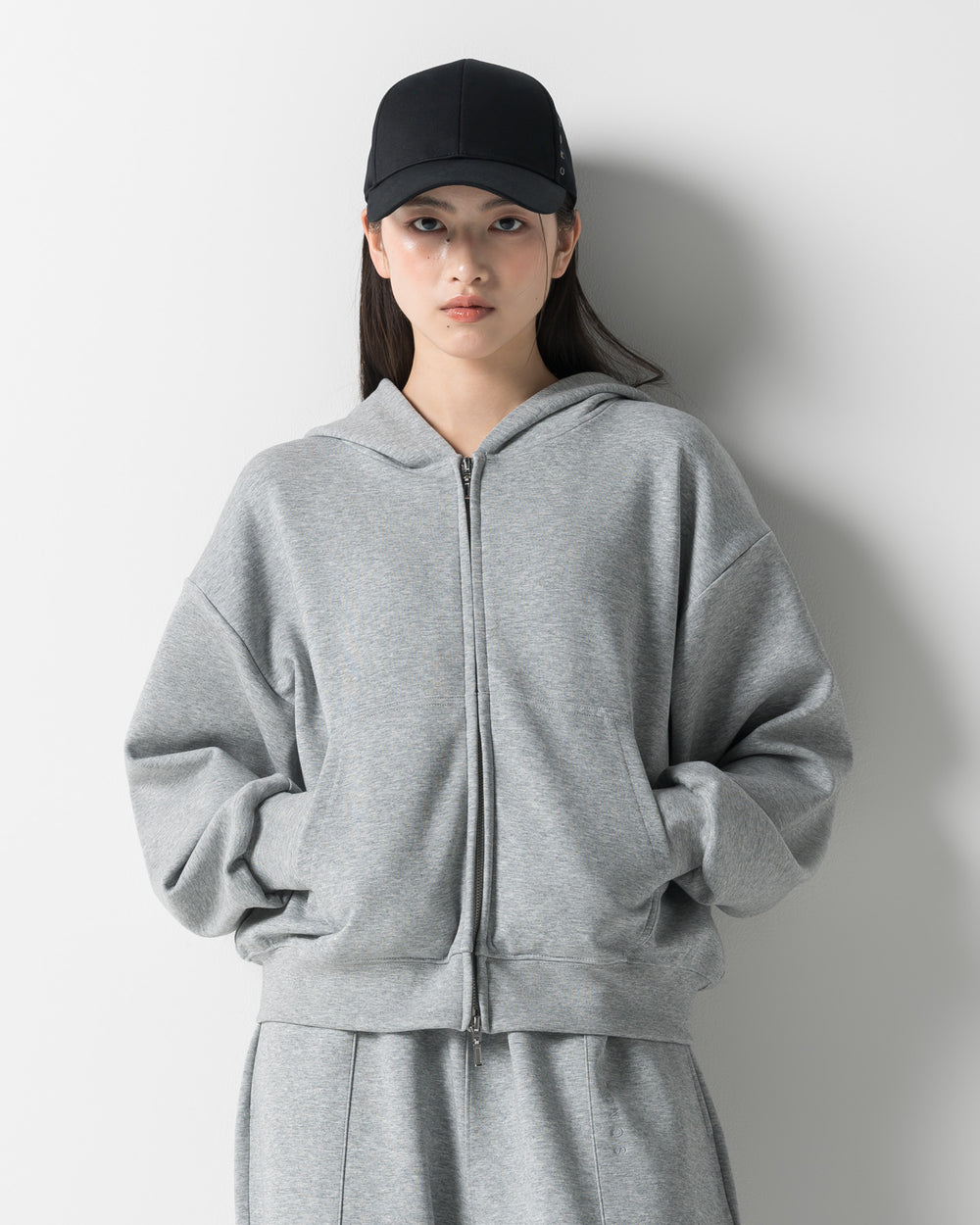 CRONOS WOMEN'S LIGHTWEIGHT ZIP HOODIE【GRAY】