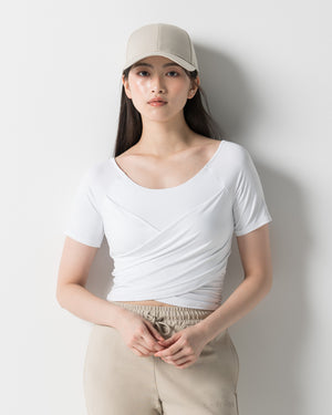 CRONOS WOMEN GATHER T-SHIRT【WHITE】