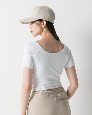CRONOS WOMEN GATHER T-SHIRT【WHITE】