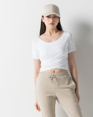 CRONOS WOMEN GATHER T-SHIRT【WHITE】
