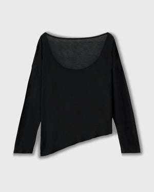 CRONOS WOMEN DRAPE FLARE LONG SLEEVE【BLACK】