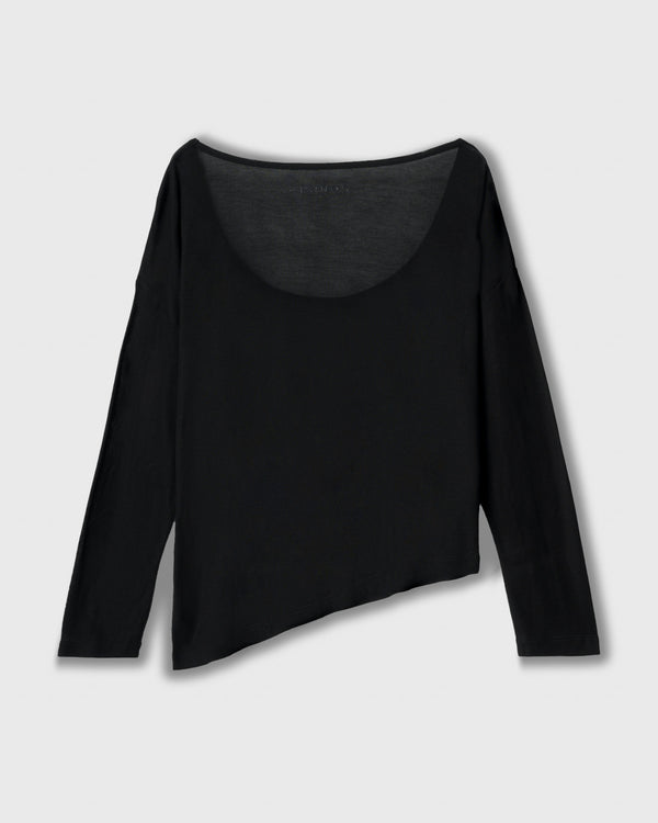CRONOS WOMEN DRAPE FLARE LONG SLEEVE【BLACK】
