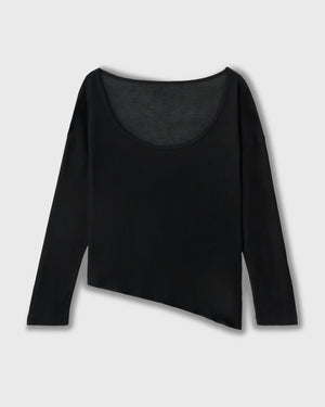 CRONOS WOMEN DRAPE FLARE LONG SLEEVE【BLACK】