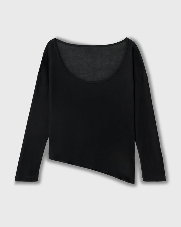 CRONOS WOMEN DRAPE FLARE LONG SLEEVE【BLACK】