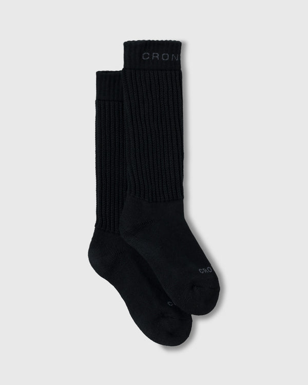 CRONOS WOMEN LOOSE PILE SOCKS【BLACK】