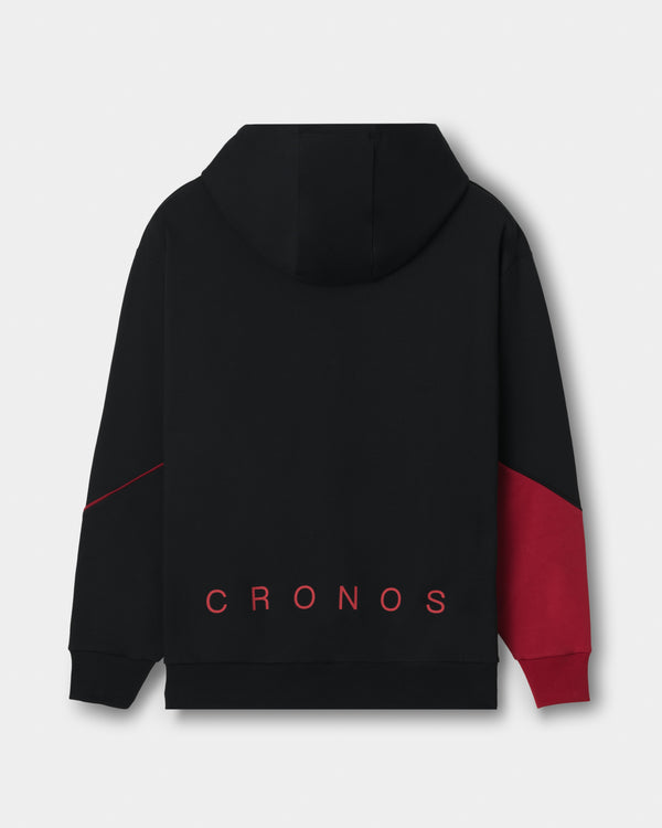 CRONOS SEGMENT HOODIE【BLACK×RED】
