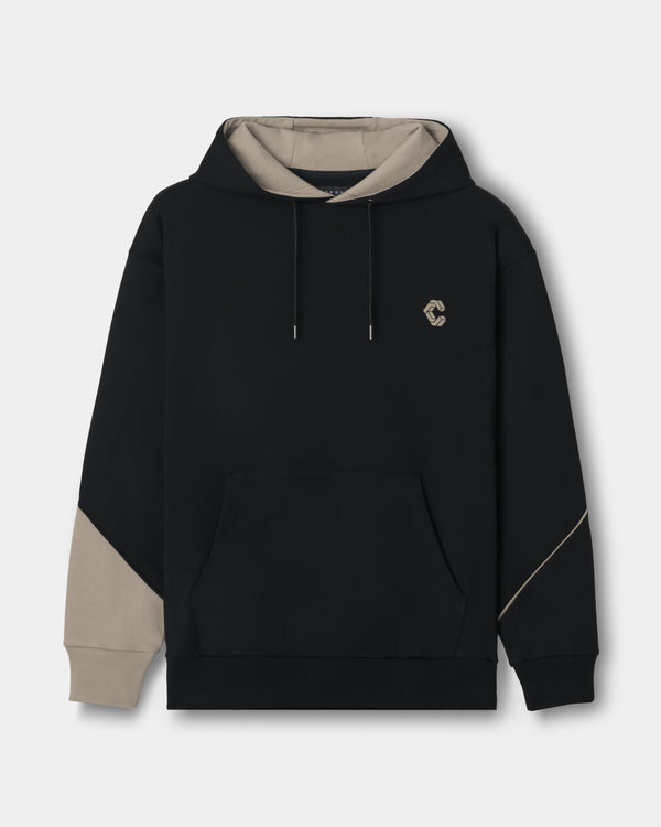 CRONOS SEGMENT HOODIE【BLACK×GREIGE】