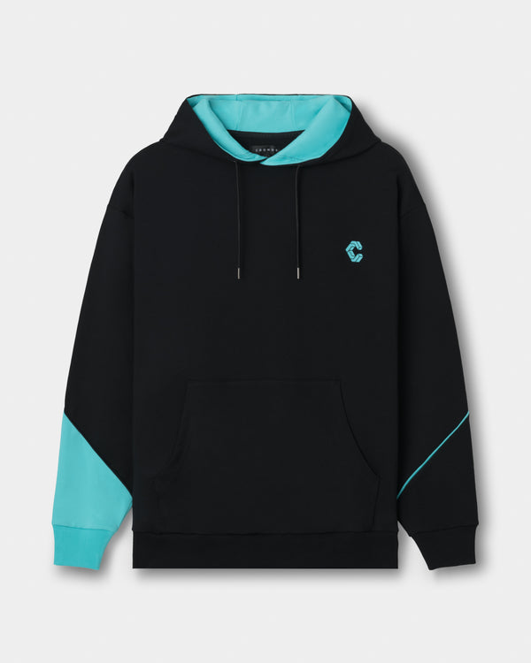 CRONOS SEGMENT HOODIE【BLACK×T.BLUE】