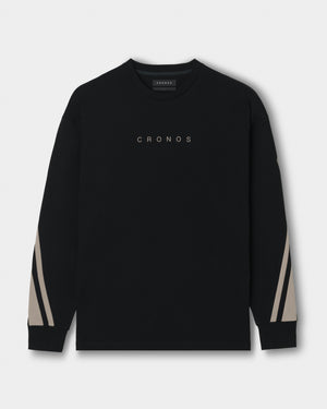 CRONOS AXIS L/S TEE【BLACK×GREIGE】