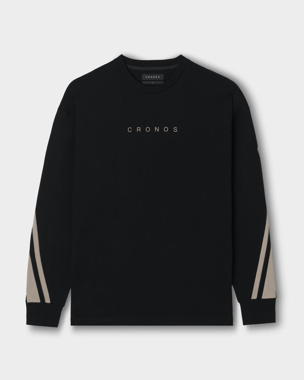 CRONOS AXIS L/S TEE【BLACK×GREIGE】