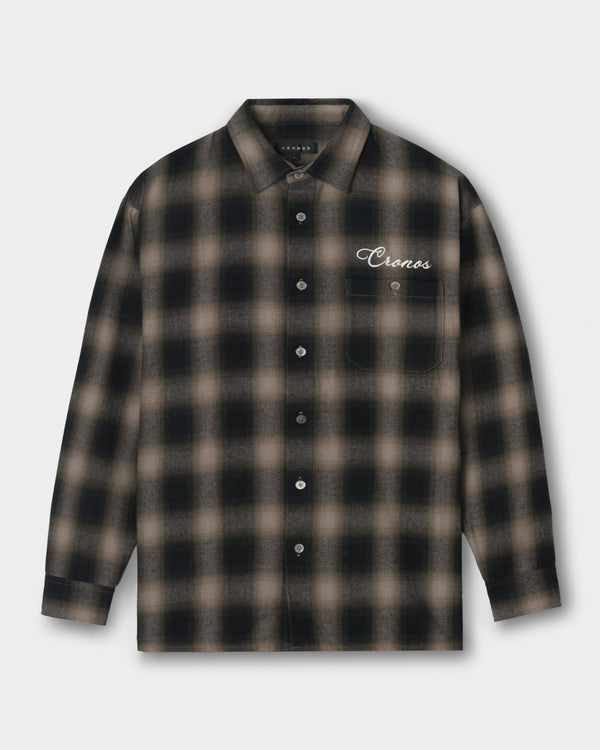 CRONOS TRAD CHECK SHIRT【BLACK×TAUPE】