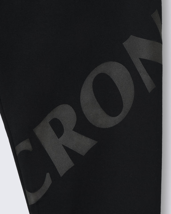 CRONOS 反光標誌窄管褲【黑×黑】