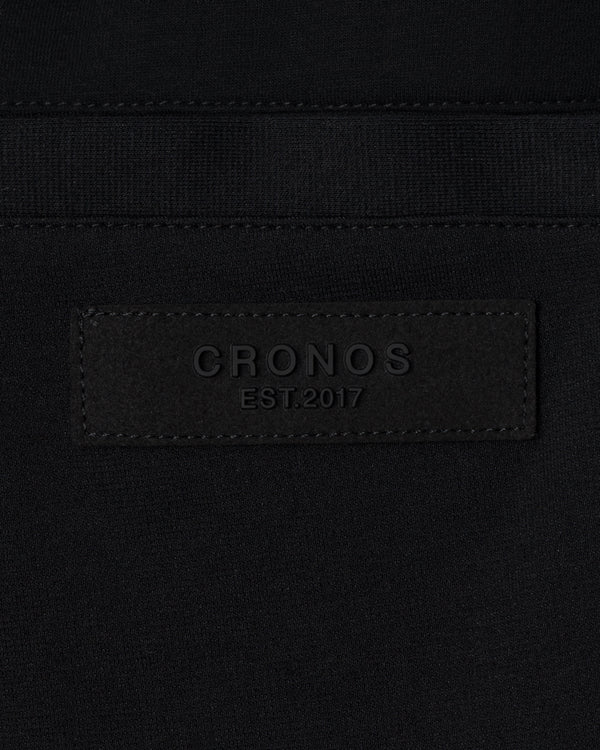CRONOS 反光標誌窄管褲【黑×黑】