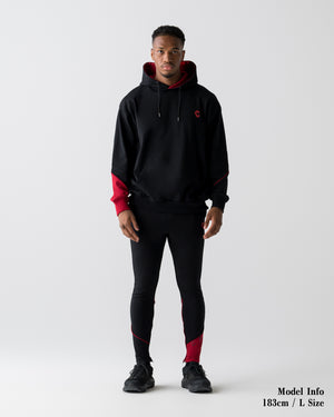 CRONOS SEGMENT HOODIE【BLACK×RED】