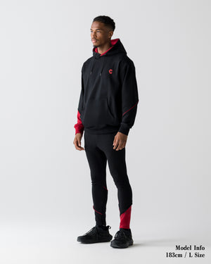 CRONOS SEGMENT HOODIE【BLACK×RED】