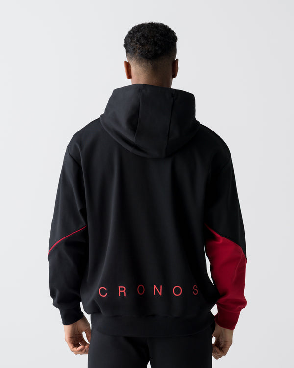 CRONOS SEGMENT HOODIE【BLACK×RED】