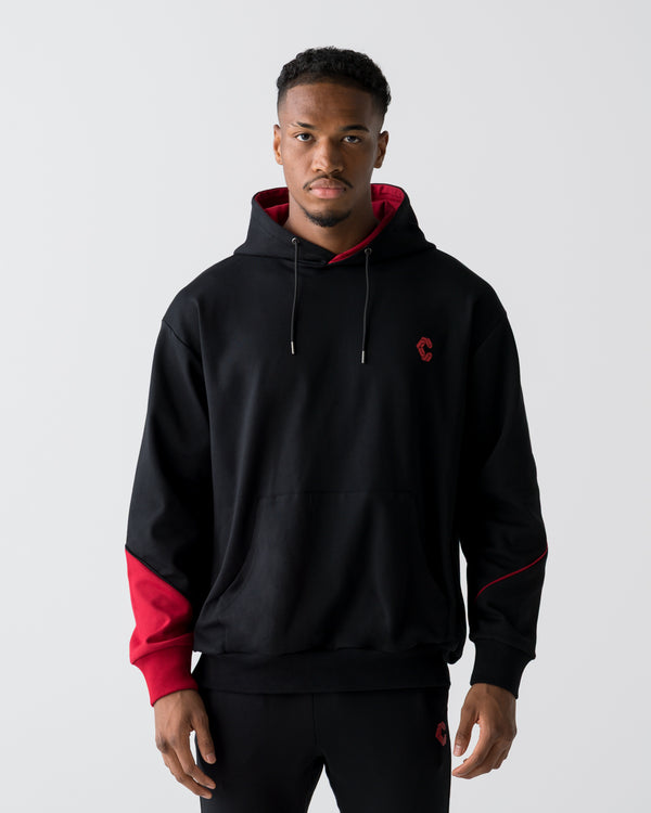 CRONOS SEGMENT HOODIE【BLACK×RED】