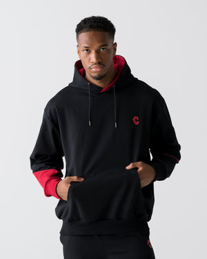CRONOS SEGMENT HOODIE【BLACK×RED】