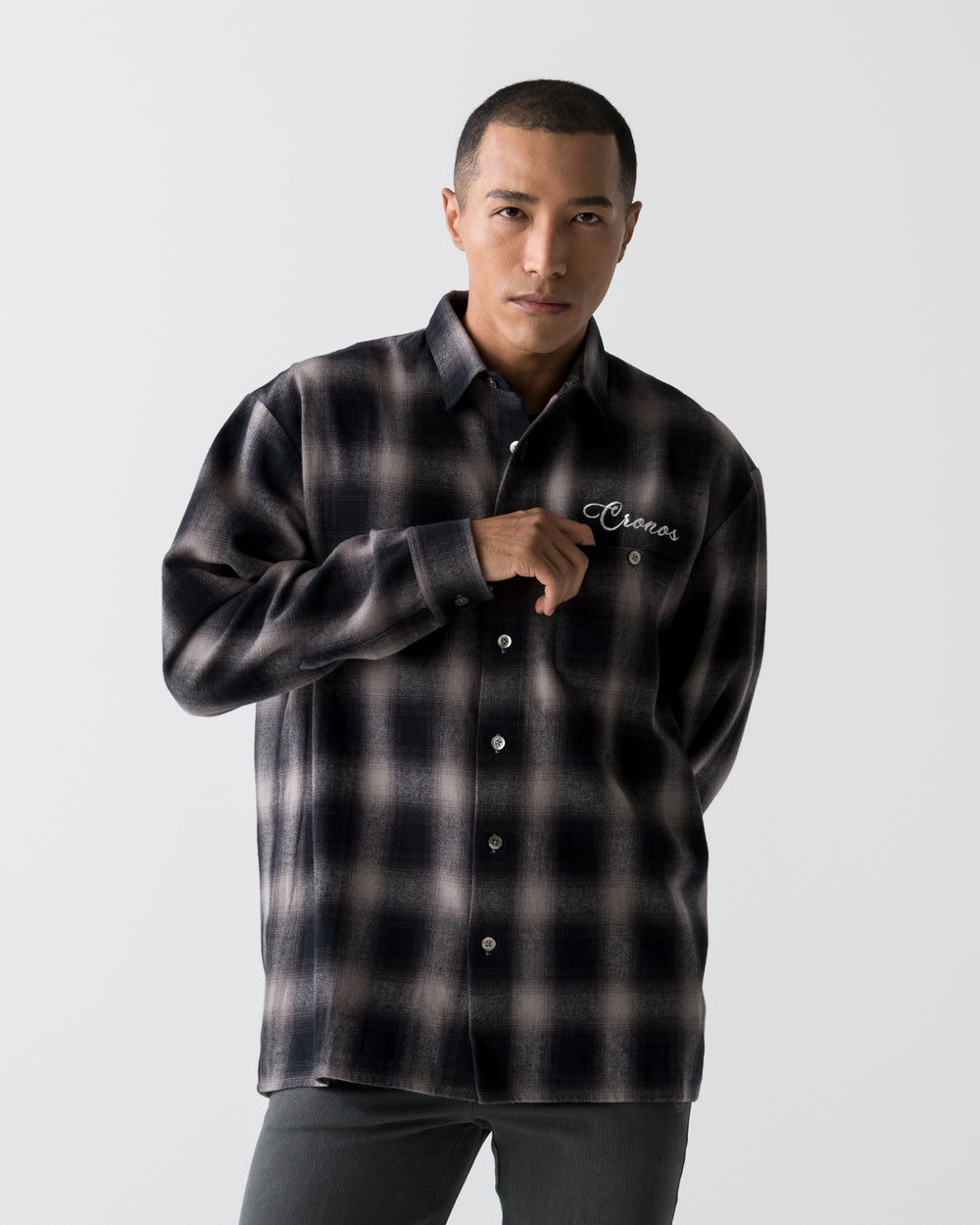 CRONOS TRAD CHECK SHIRT【BLACK】