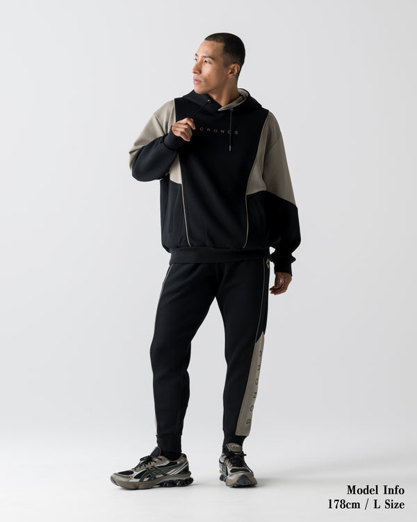 CRONOS ANGLE HOODIE【BLACK×TAUPE】