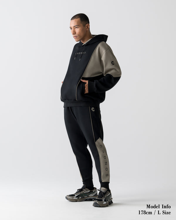 CRONOS ANGLE HOODIE【BLACK×TAUPE】