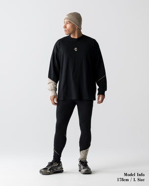 CRONOS SEGMENT L/S TEE【BLACK×GREIGE】