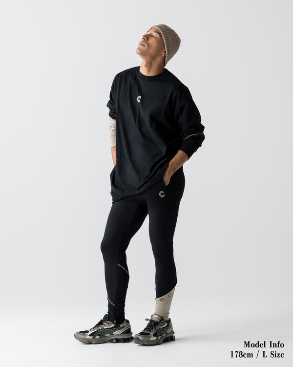 CRONOS  SEGMENT SKINNY PANTS【BLACK×GREIGE】