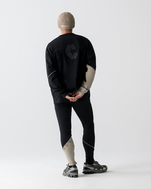 CRONOS SEGMENT L/S TEE【BLACK×GREIGE】