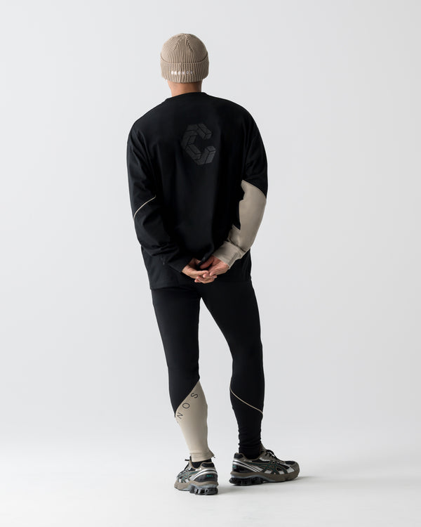 CRONOS SEGMENT L/S TEE【BLACK×GREIGE】