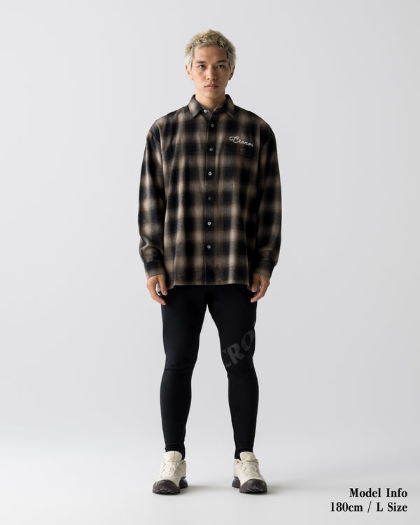 CRONOS TRAD CHECK SHIRT【BLACK×TAUPE】