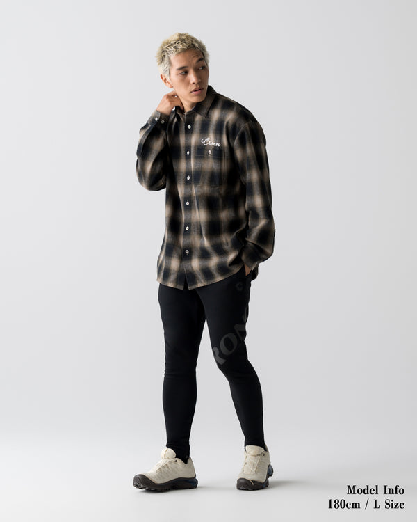 CRONOS TRAD CHECK SHIRT【BLACK×TAUPE】