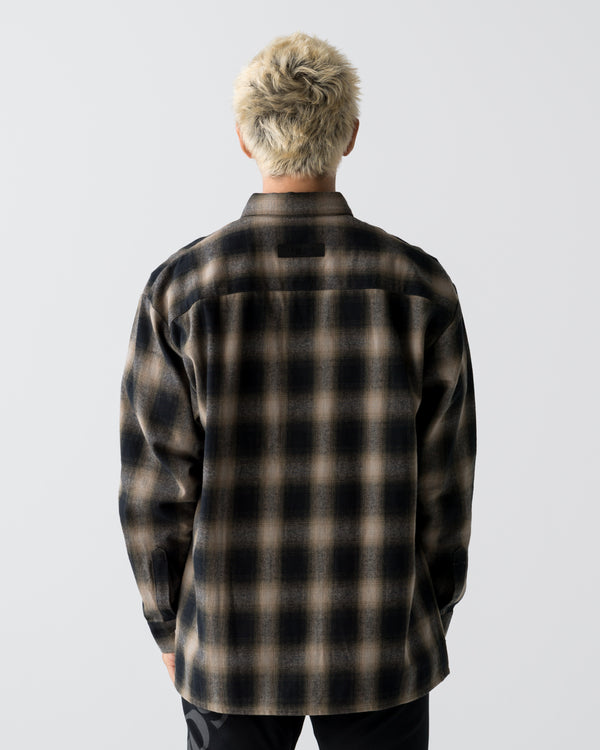 CRONOS TRAD CHECK SHIRT【BLACK×TAUPE】
