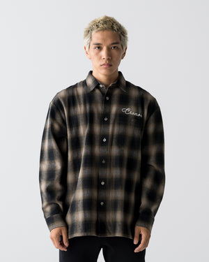 CRONOS TRAD CHECK SHIRT【BLACK×TAUPE】
